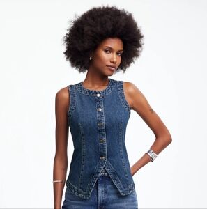 Madewell Denim Crewneck Vest In Concho Wash - Womens 10